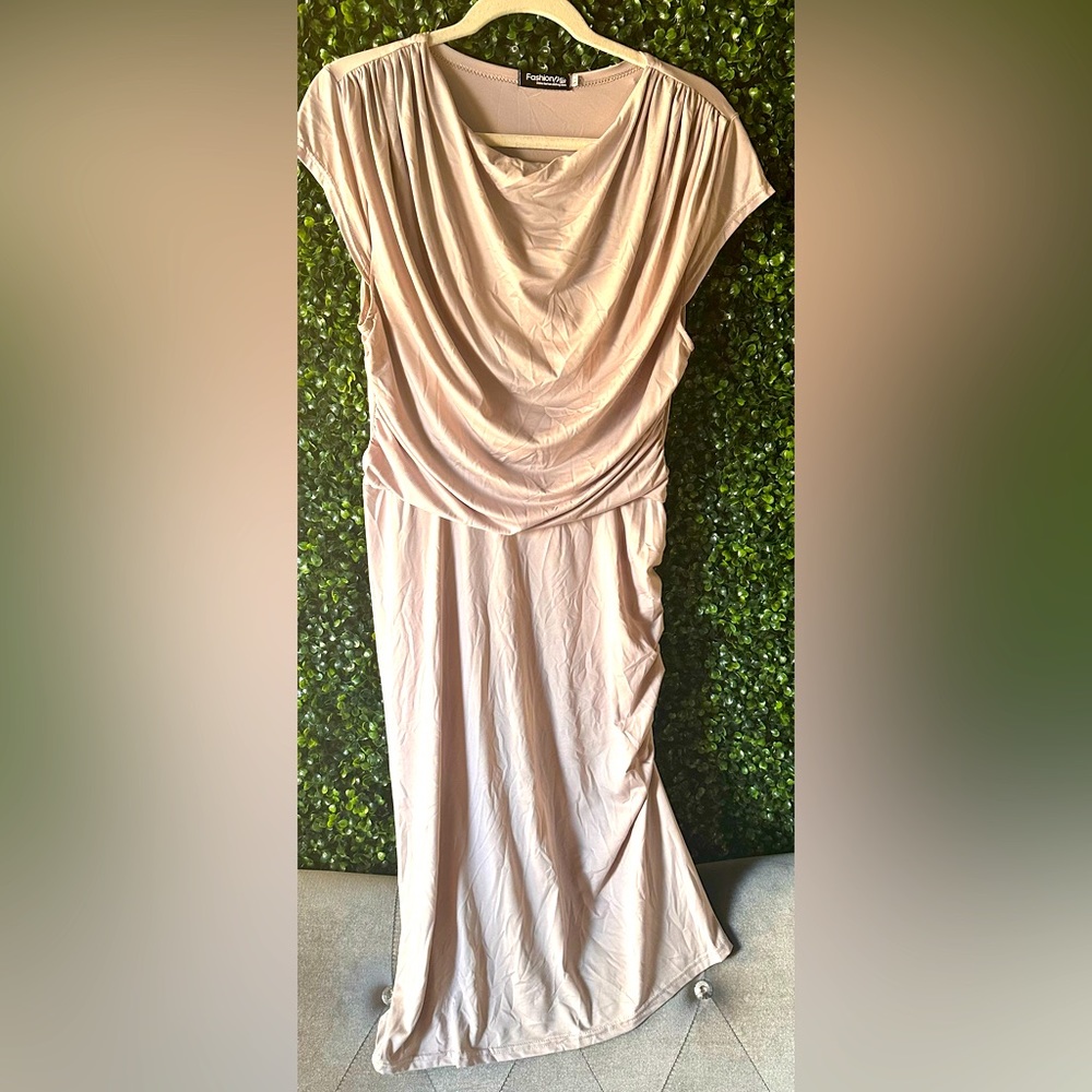 Grey/Silver Pullover Midi Dress